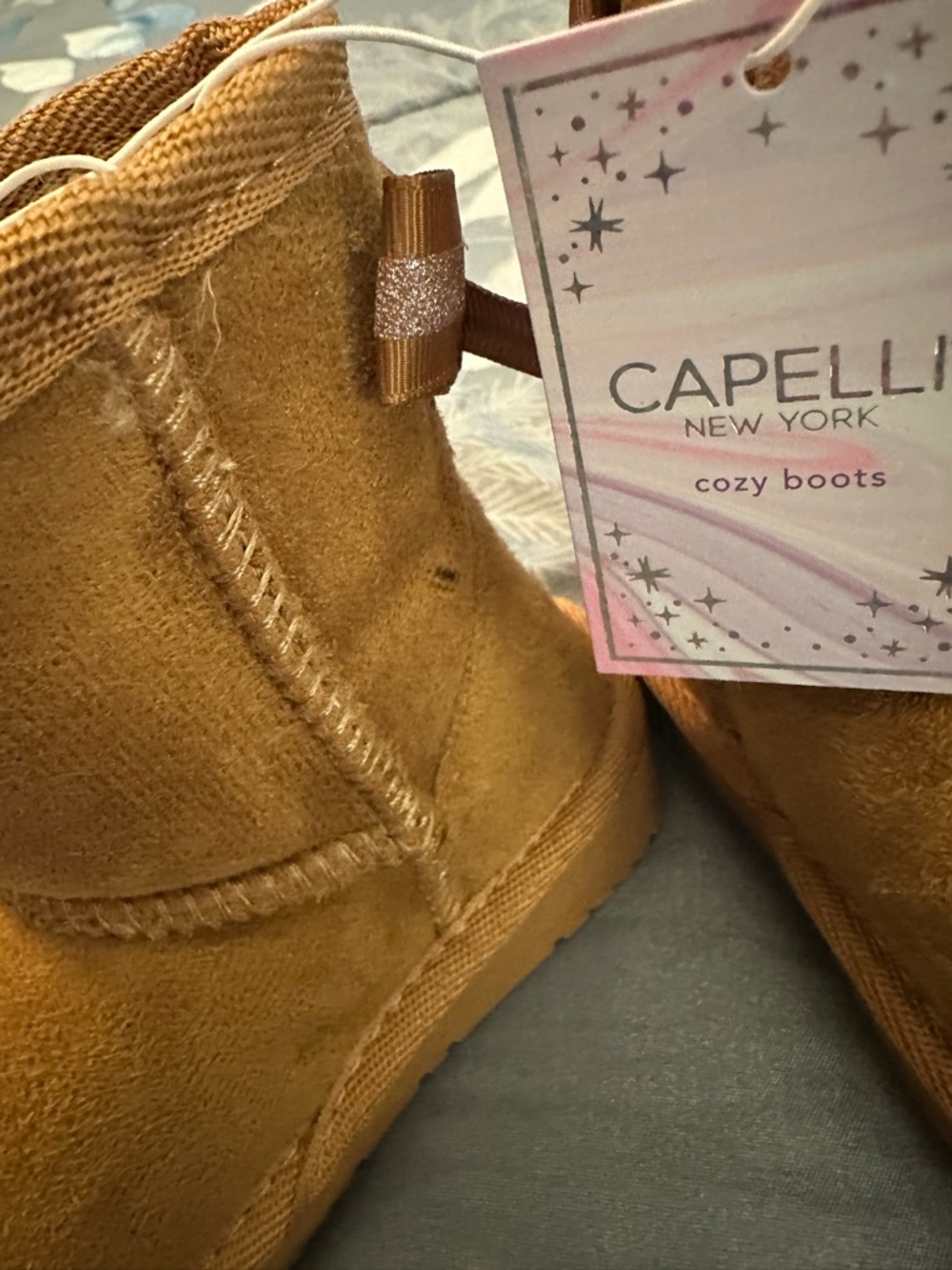 NWTS Capelli New York Cozy Booties in Chestnut Sz 5 Faux Suede Faux Fur - Picture 4 of 9